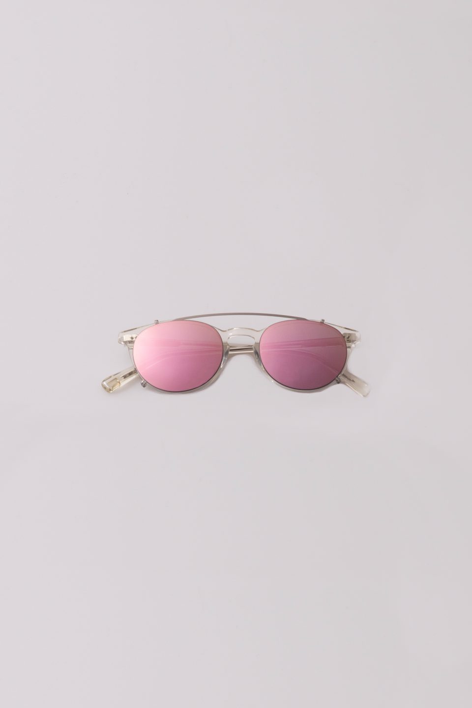 Paul Crystal / Pink mirror Clip-on